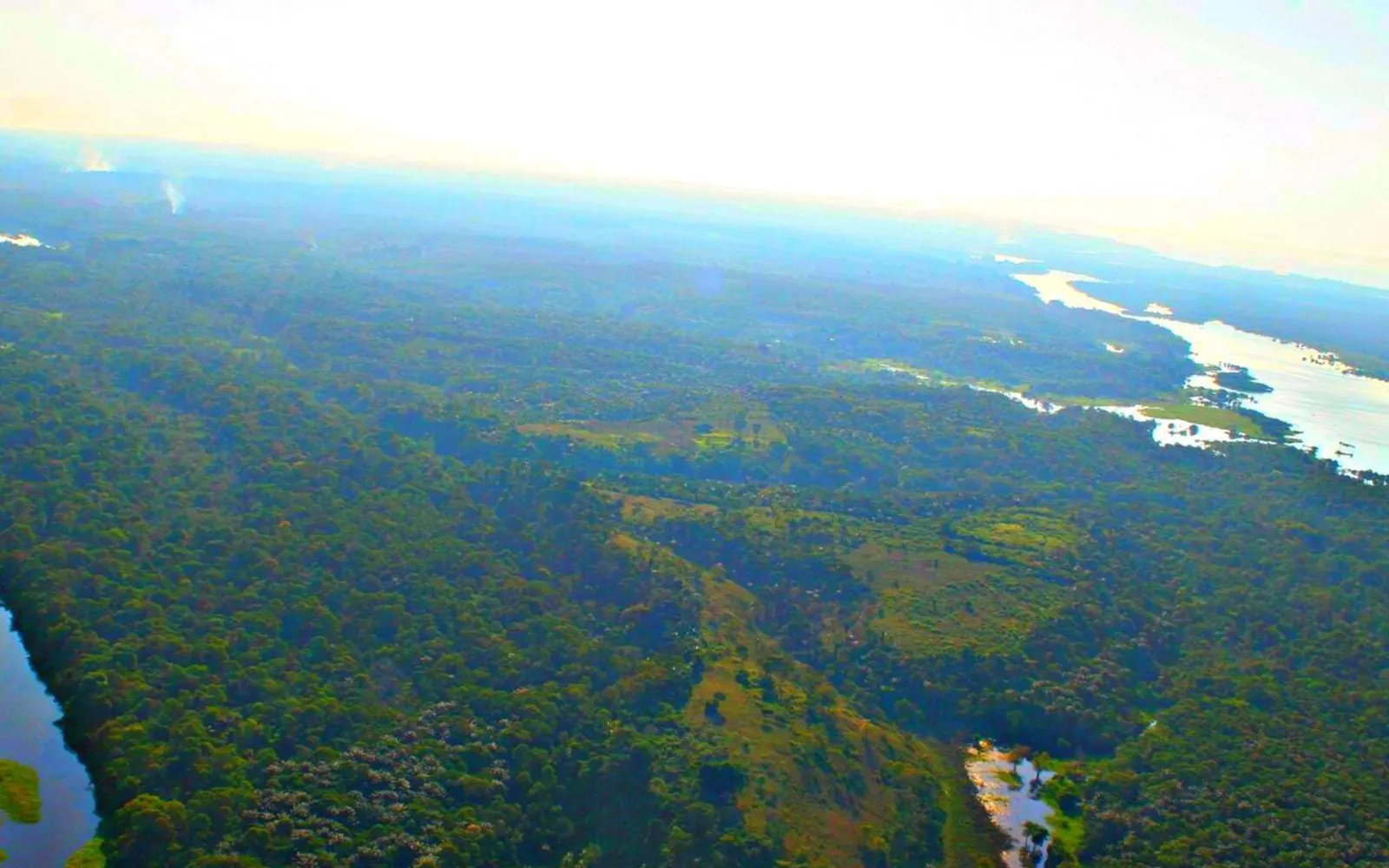 Rio Negro e floresta amazônica vistos do alto